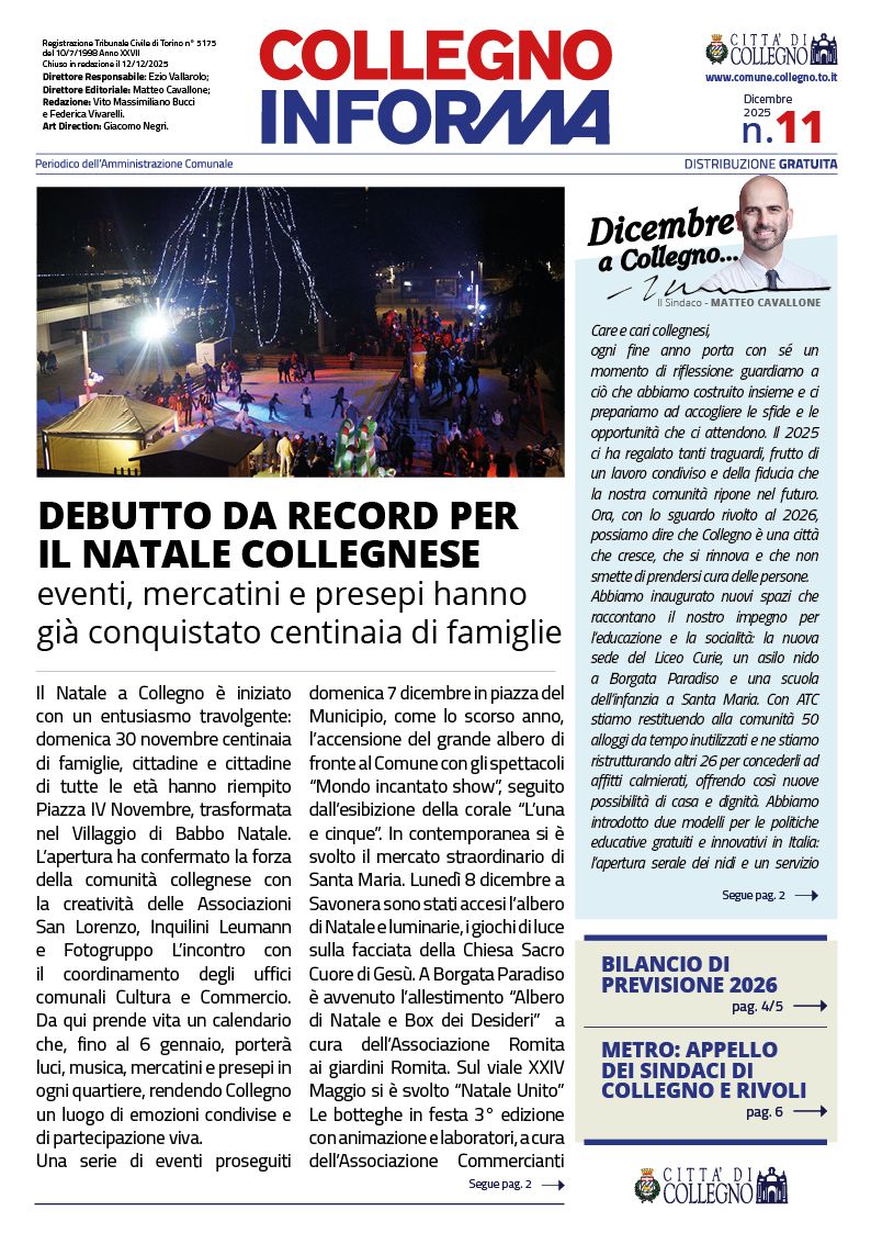 Copertina CollegnoInforma Dicembre 2025