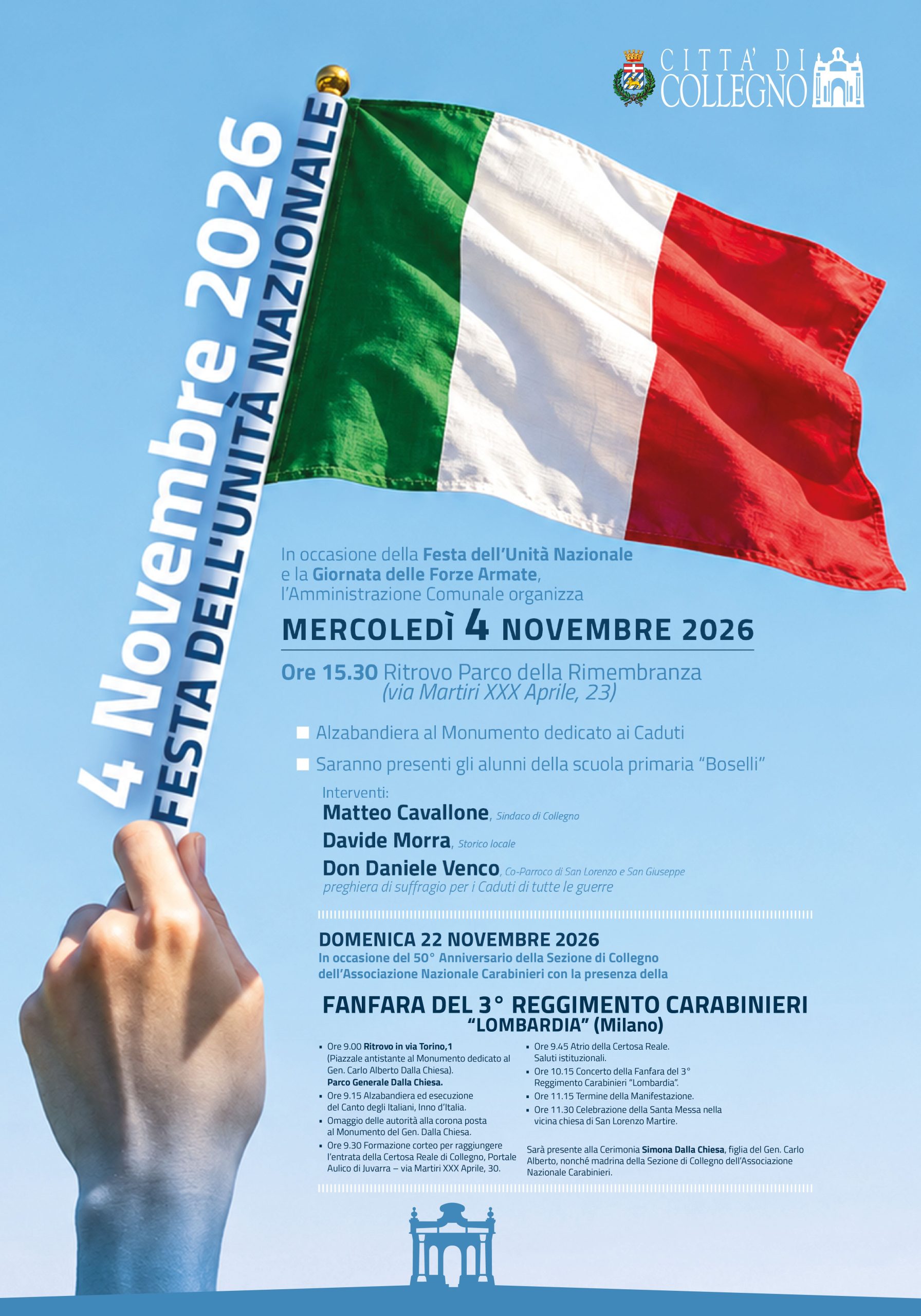 Locandina di accompagnamento per evento 4 novembre - Festa dell'Unità Nazionale